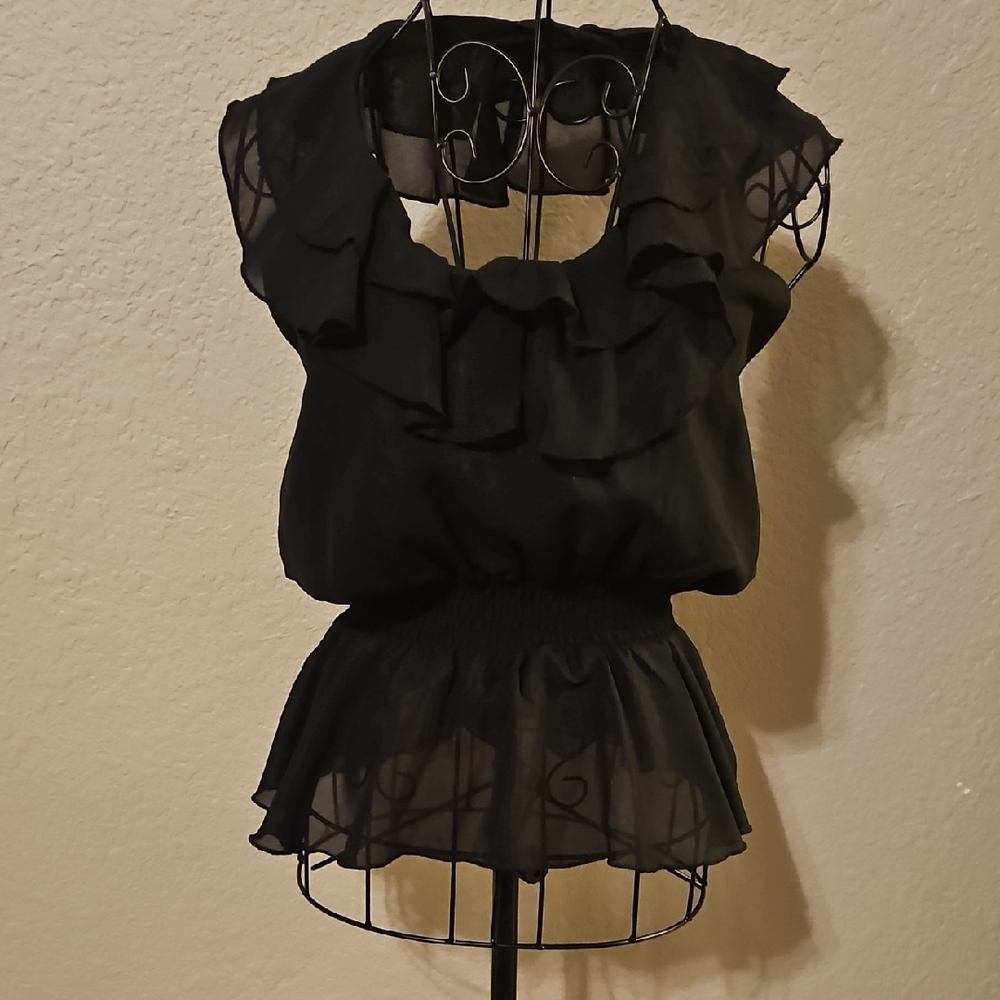 Poetry Black Ruffle Blouse